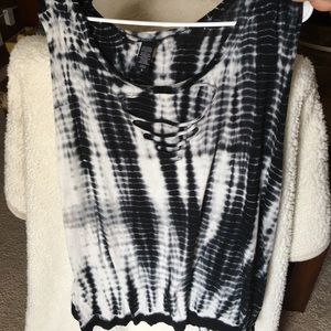 Black and white tie dye tunic tank